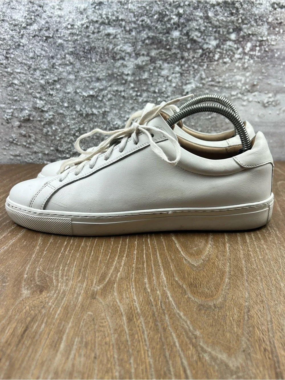 602 Suitsupply Minimalist White Leather Men’s Sneakers 9 US
